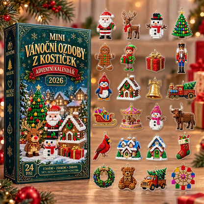 Adventní kalendář s 24 vánočními mini ozdobami z kostiček