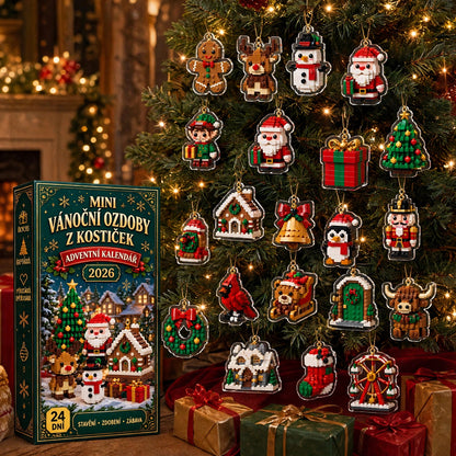 Adventní kalendář s 24 vánočními mini ozdobami z kostiček